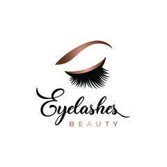 Beautiful and luxurious and modern women's eyelashes and eyebrows Logo Design. Logo for business, beauty salon, makeup, eyelash shop.