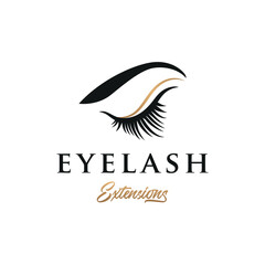 Beautiful and luxurious and modern women's eyelashes and eyebrows Logo Design. Logo for business, beauty salon, makeup, eyelash shop.