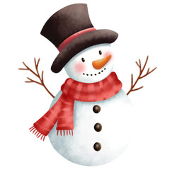 cute snowman with red scarf and black red hat christmas xmas winter holiday clipart png transparent illustration