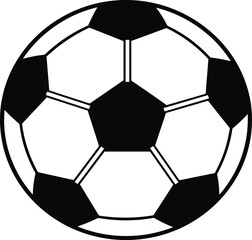 Fototapeta premium PrintClassic soccer ball vector line art illustration with traditional pentagon and hexagon panels, black and white minimal outline design perfect for sports, game, and athletic concepts.