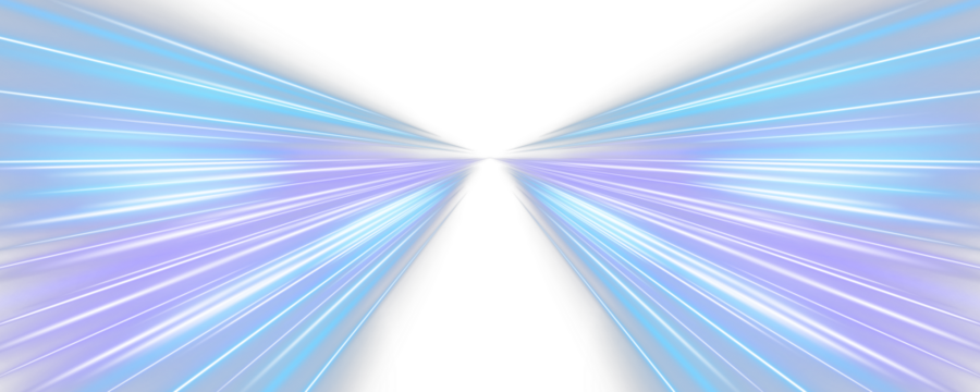 Violet and blue neon trails swirl across a dark abstract cityscape. The glowing arcs convey motion, speed, and futuristic energy. Perfect for digital tech visuals.