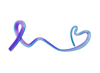 Flowing blue and purple gradient ribbon forming a heart and awareness loop. 3D illustration