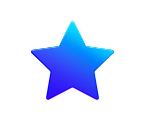 Obraz premium 3D Glossy blue star icon with gradient glow, ideal for ratings, favorites or rewards. 3D Illustration