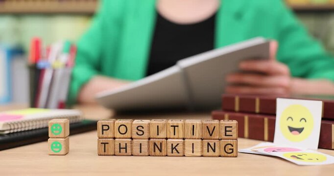 Creative exploration of positive thinking through engaging activities and inspiring messages in a cozy workspace