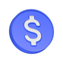 3d rendering icon dollar coin blue color
