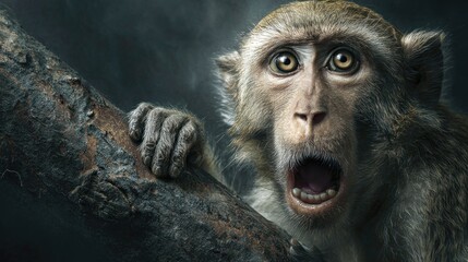 Monkey expressing surprise close up
