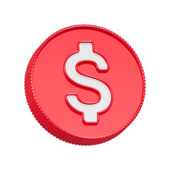 3d rendering icon dollar coin red color