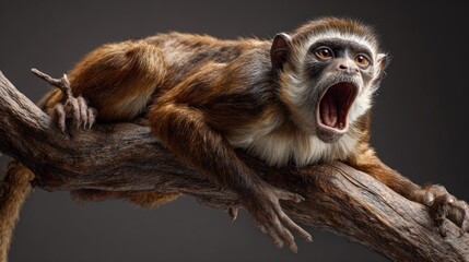 Monkey on branch wide shot