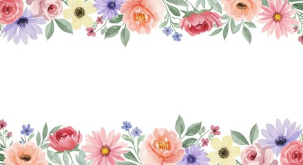Floral watercolor border design
