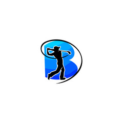 A dynamic golf player logo forming an alphabet shape. Clean line art style with an athletic swing motion, perfect for sports branding, golf clubs, tournaments, apparel, and professional identity.