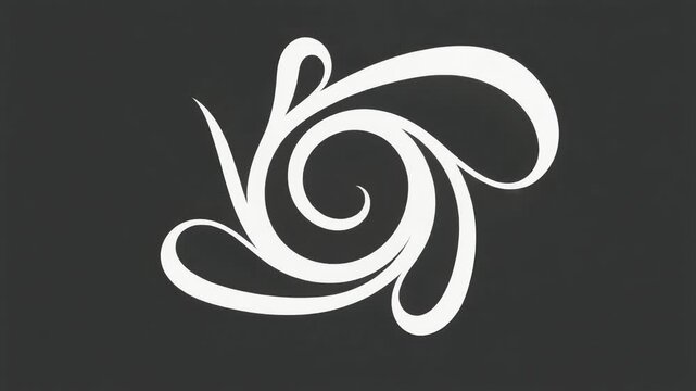 Abstract white spiraling vine icon growing in a seamless organic loop on a dark background.