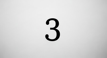 Number three on white background simple black digit for counting or identification