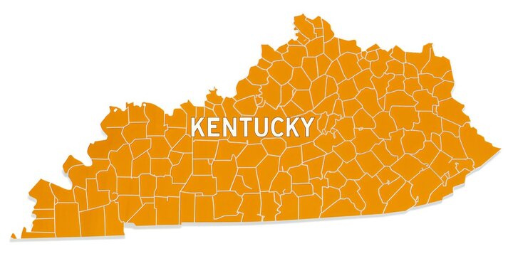 Kentucky state map with county outlines and text United States