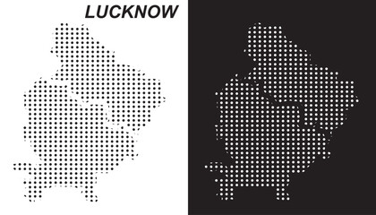 Lucknow Dot Map Vector, India Territory Digital Geometric Silhouette, Infographic Template, Point Scale Technology Concept EPS