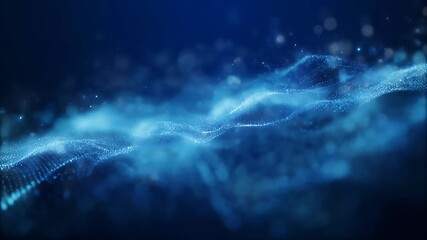 Dynamic blue wave of glowing particles flowing in a modern abstract design perfect for technology, science, or cosmic visuals, great for backgrounds - Powered by Adobe