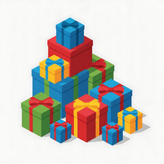 Fototapeta premium Isometric stack of colorful gift boxes for celebrations and special occasions
