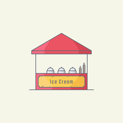 Minimalist Ice Cream Kiosk Illustration