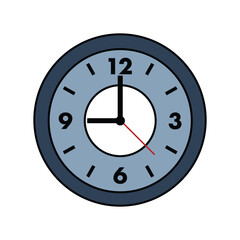 A simple wall clock illustration with clean shapes and clear markings, suitable for time-themed design, branding, packaging, labels, icons, pattern, book illustration, and modern graphic projects.