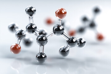 molecular model of organic chemical compound with connected atoms