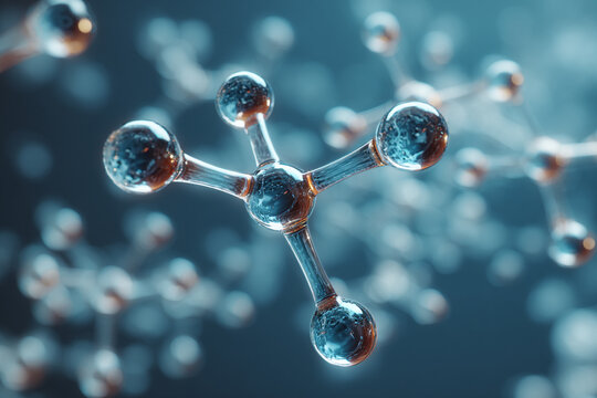 a glowing abstract molecular structure with spherical nodes and connecting rods