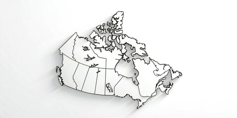 Outline map of Canada with provincial divisions on white