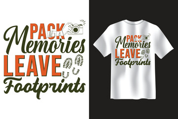 Travel graphic with camera hands footprints and text