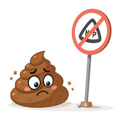frustrated poop sign sad pile of poop emoji isolated