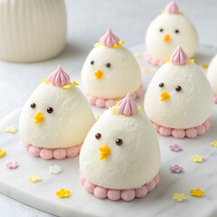 marshmallow chicks for eater on a white background