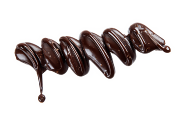 Delicious chocolate swirl for decadent desserts or sweet treat backgrounds and designs isolated on a transparent background