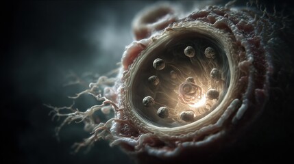 National Folic Acid Awareness Week:  scientific reconstruction of early neural tube development supported by folic acid, high-detail embryonic structures