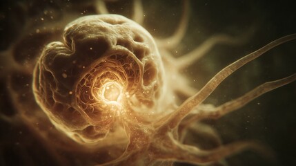 National Folic Acid Awareness Week:  scientific reconstruction of early neural tube development supported by folic acid, high-detail embryonic structures