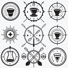 Hipster cafe badge icons sketch illustration vector