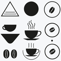 geometric cafe logo elements sketch illustration vector