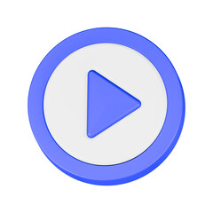 3d rendering icon play button blue color
