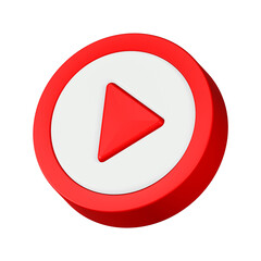 3d rendering icon play button red color