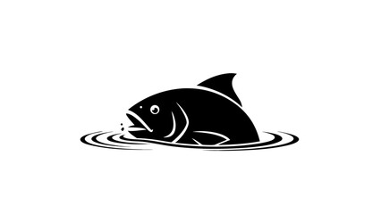 Cartoon vector illustration of a black cat with a fish and a mouse, incorporating sea and aquatic design elements
