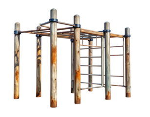 Sturdy Steel Monkey Bar Structure for Exercise and Kids Play on Transparent Background