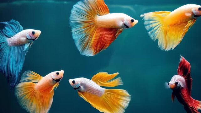 Collection of colorful fish, vibrant collection of various colorful fish swimming together