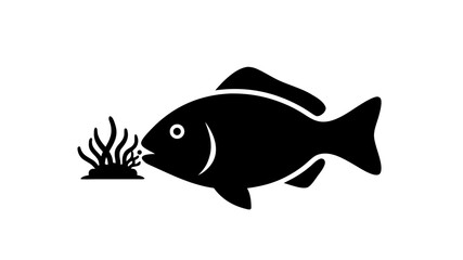 Cartoon vector illustration of a fish swimming underwater in the ocean, ideal for seafood, fishing, and aquarium design art
