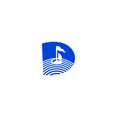A clean golf course logo featuring a flag pin at the hole forming an alphabet shape. Modern, minimalist, and perfect for golf clubs, tournaments, sports branding, and professional identity design.