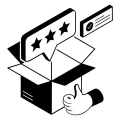 Turning Great Service into 5-Star Feedback by offering top notch product concept,Unboxing Happiness Every Client, Every Time vector design,Business corporation  sign, Sales Marketing illustration