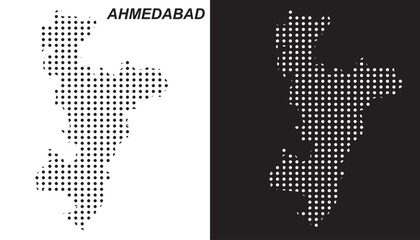Ahmedabad Dot Map Vector, India Territory Digital Geometric Silhouette, Infographic Template, Point Scale Technology Concept EPS