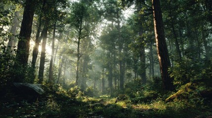 Fototapeta premium Forest sunlight path