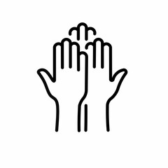 Obraz premium Line art unity hand celebration icon