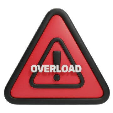 3d overload warning risk protect sign glows bold for urgent safety message