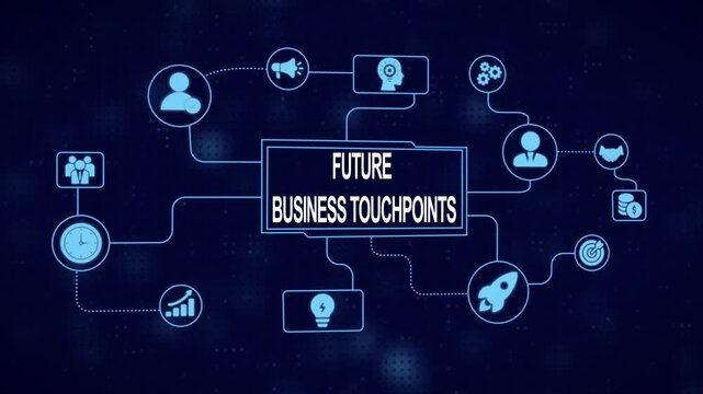 Future Business Touchpoints Concept with Connecting Icons and Digital Network Background connection