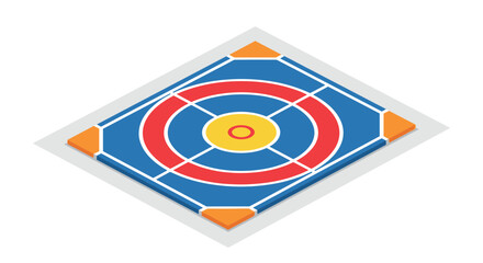 Modern isometric target game board with geometric design and vibrant colors