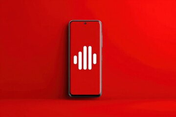 Red Smartphone with Audio Wave Logo