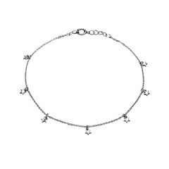Fototapeta premium Anklet with tiny star charms in silver. Isolated white background. Png format