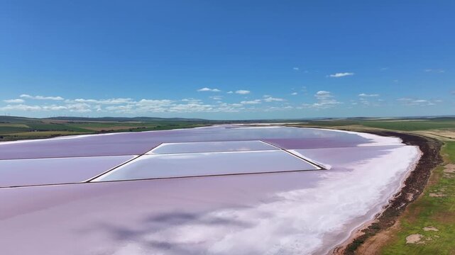 Aerial footage of Pink salt lake, Lake Bumbunga South Australia
